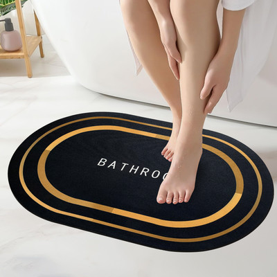 GRISHVA Rubber Bathroom Mat(Black, Medium)