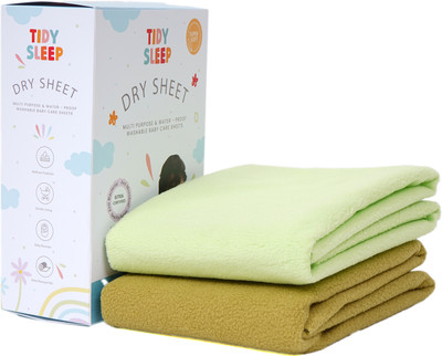 TIDY SLEEP Fleece Baby Bed Protecting Mat(Green-Olive, Medium, Pack of 2)