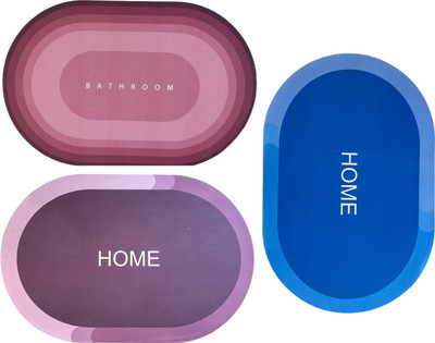 JAMMY ZONES Rubber Bathroom Mat(Multicolor, Pack of 3, Free)