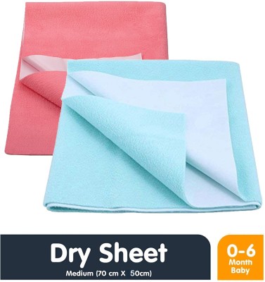 Mom's Home Cotton Baby Bed Protecting Mat(Pink & Sky Blue, Small, Pack of 2)