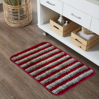 Sunvibe Microfiber Door Mat(Red 1, Medium, Pack of 2)