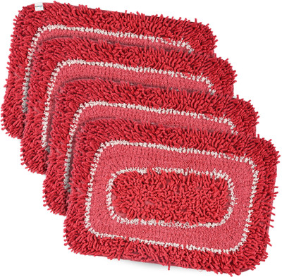 HOMESTIC by Kuber Industries Microfiber Door Mat(Red, White, Medium, Pack of 4)