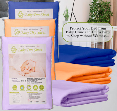 SBTs Cotton Baby Bed Protecting Mat(Navy Blue, Orange, Purple, Pack of 3, Medium)