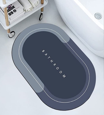 alphonso Rubber Bathroom Mat(Grey, Large)