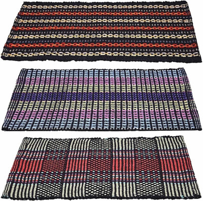 ASB Cotton Door Mat(Multicolor, Pack of 3, Medium)