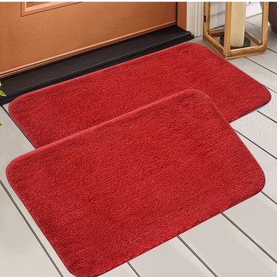 MINGET Microfiber Door Mat(Red, Large, Pack of 2)