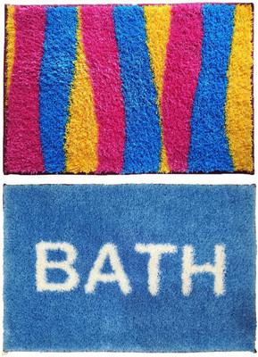 athom TRENDZ Polyester Bathroom Mat(Multicolor, Large, Pack of 2)