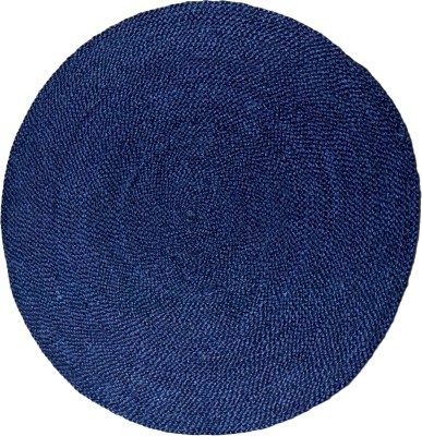Stop To Shop Dark Blue Jute Carpet(4 ft,  X 4 ft, Circle)