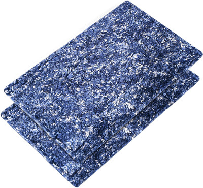 KUBER INDUSTRIES Microfiber Door Mat(Blue, Pack of 2, Large)