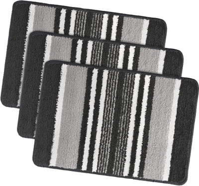 KUBER INDUSTRIES Microfiber Door Mat(Grey, Medium, Pack of 3)