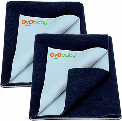 Oyo Baby Cotton Baby Bed Protecting Mat(Dark Blue, Pack of 2, Medium)