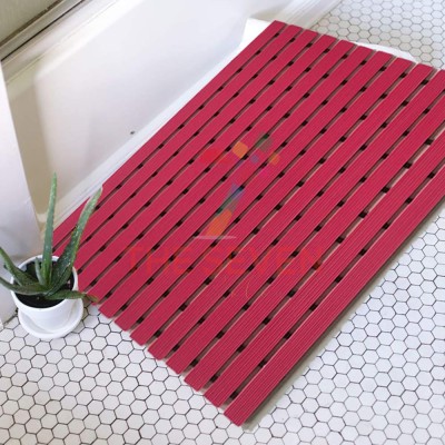 The seven colours PVC (Polyvinyl Chloride) Bathroom Mat(Burgundy, Large)