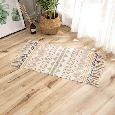 SLAZIE Cotton Floor Mat(MULTI ZIGZAG, Free)