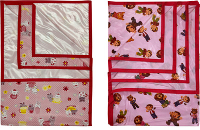 ECOSOFT Plastic Baby Bed Protecting Mat(PINK RABBIT & PINK MONKEY, Large, Pack of 2)