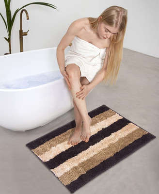 AAZEEM Polyester Floor Mat(Cream Beige, Free)