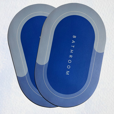 GRISHVA Rubber Bathroom Mat(Light Blue, Pack of 2, Medium)