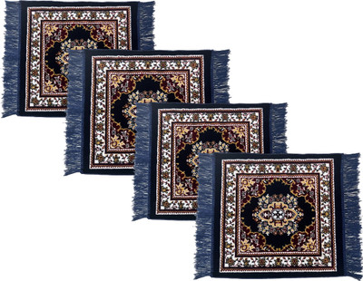 DEESAK Velvet Prayer Mat(Blue, Medium, Pack of 4)