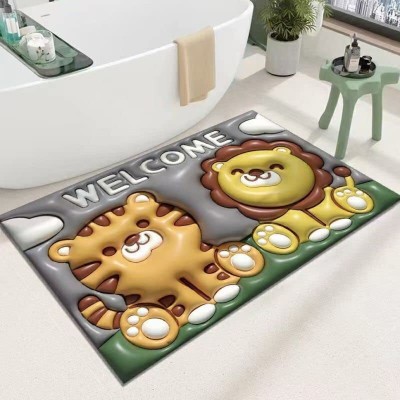 KolorFish Rubber Bathroom Mat(Super Absorbent Bath Mat, Quick-Drying Bathroom Floor Mat (40x60cm) 3D Lion, Free)