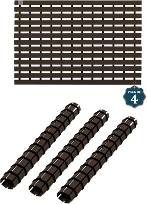 Heart Home Plastic Bathroom Mat(Brown, Large, Pack of 4)