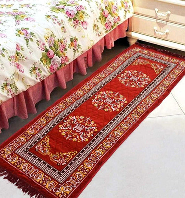 HOME SHINE Velvet Floor Mat(Maroon, Extra Large)