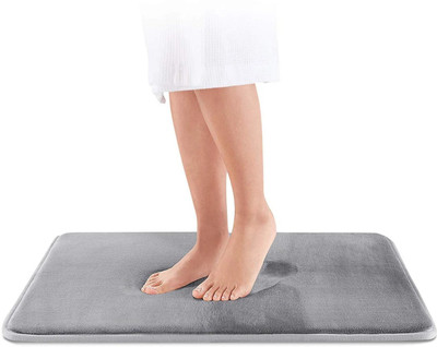 lukzer Microfiber Bathroom Mat(1PC Anti Slip Bath Mat Extra Soft and Absorbent Microfiber Rug for Home, Bathroom, Bedroom, Hall Way (Grey / 60 x 40 CM), Medium)