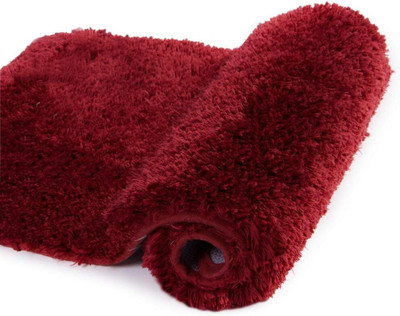 Chhogli Microfiber Bathroom Mat(Red, Small)
