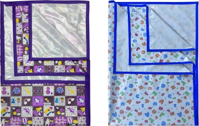 ECOSOFT Plastic Baby Bed Protecting Mat(PURPLE CIRCUS & BLUE ABC123, Large, Pack of 2)