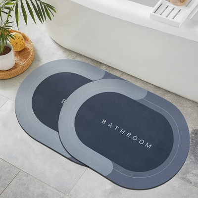 Yugam Rubber Bathroom Mat(Multicolor, Pack of 2, Medium)