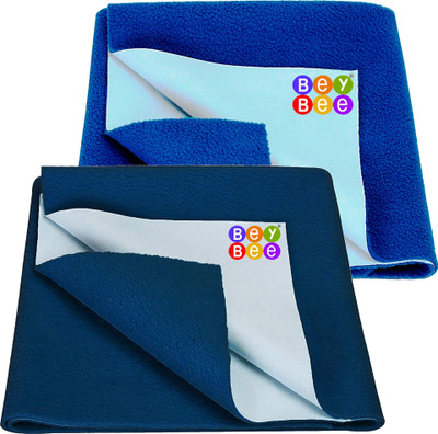 BeyBee Cotton Baby Bed Protecting Mat(Dark Sea Blue, Royal Blue, Pack of 2, Medium)