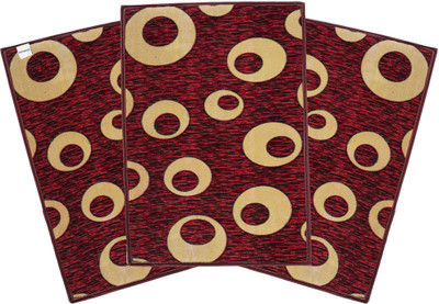 HOMESTIC by Kuber Industries Polyester Bathroom Mat(Brown, Free, Pack of 3)