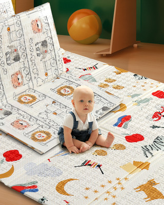 Intelliskills PP (Polypropylene) Baby Play Mat(Grey, Medium)