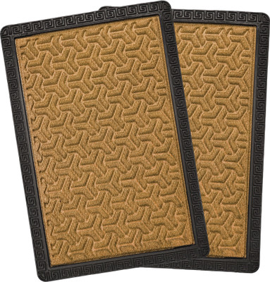 YELLOW WEAVES Rubber Door Mat(Brown, Medium, Pack of 2)