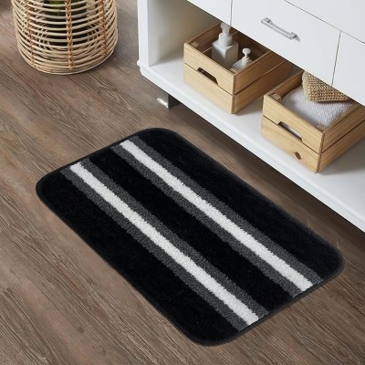 Sunvibe Microfiber Door Mat(Black 2, Medium, Pack of 3)