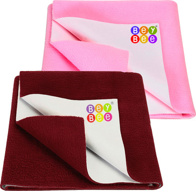 BeyBee Cotton Baby Bed Protecting Mat(Maroon, Pink, Pack of 2, Medium)