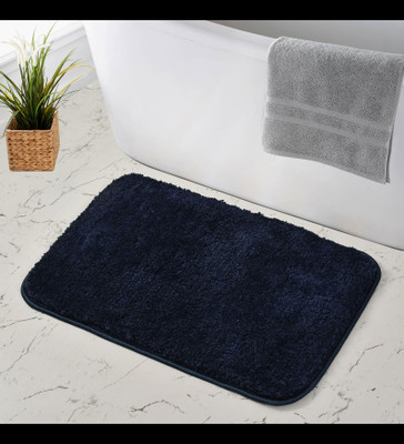 THREADWEAVE Microfiber Door & Floor Mat(blue bathmat, Large)