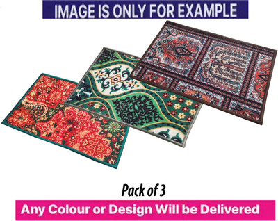 AAZEEM Polyester Door Mat(Multicolor, Medium, Pack of 3)