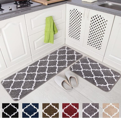 RJS Microfiber Door Mat(Grey, Medium, Pack of 2)