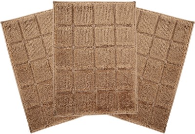 KUBER INDUSTRIES Microfiber Door Mat(Golden, Large, Pack of 3)