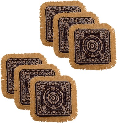 Heart Home Velvet Prayer Mat(Gold, Brown, Medium, Pack of 6)