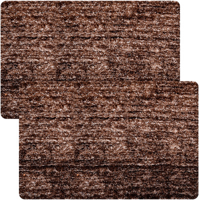 KUBER INDUSTRIES Microfiber Door Mat(Brown, Large, Pack of 2)
