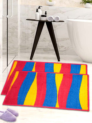 athom TRENDZ Polyester Bathroom Mat(Multicolor, Large, Pack of 2)