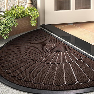 Euro Deco Rubber Door Mat(Brown, Large)
