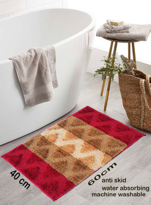 RJVT Microfiber Floor Mat(Red, Beige, Medium)