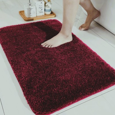 SAFAVIE Microfiber Bathroom Mat(Maroon, Medium)