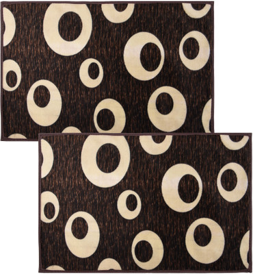 KUBER INDUSTRIES Polyester Door Mat(Brown, Medium, Pack of 2)