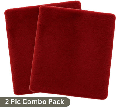 Snug Step Cotton Door Mat(Red, Large, Pack of 2)