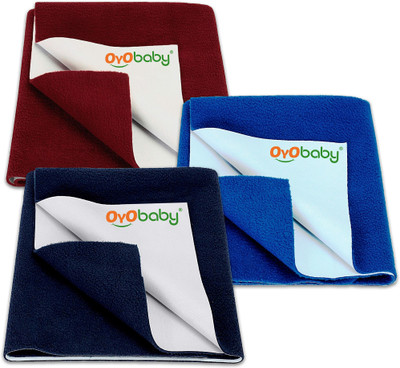Oyo Baby Cotton Baby Bed Protecting Mat(Maroon, Royal Blue, Dark Blue, Pack of 3, Small)