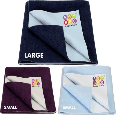 BeyBee Cotton Baby Bed Protecting Mat(Dark Blue, Plum, Blue, Small, Pack of 3)