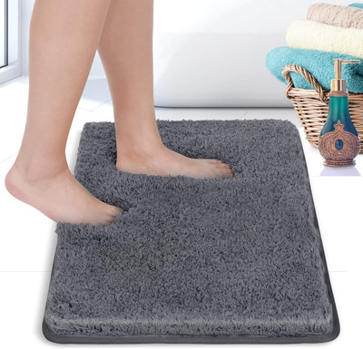 MAA HOME CONCEPT Microfiber Bathroom Mat(Grey, Large)