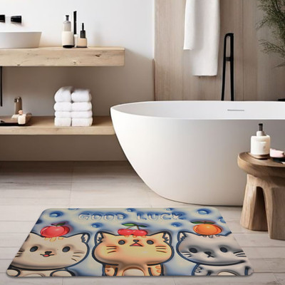 SFAB Rubber Bathroom Mat(Light Blue, Pack of 2, Medium)